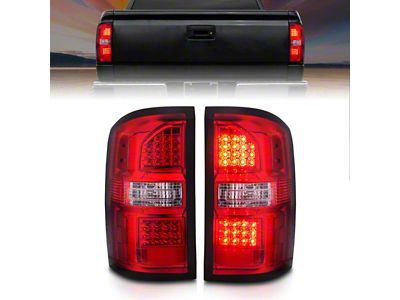 LED Tail Lights; Black Housing; Red Lens (15-19 Sierra 3500 HD SRW w/ Factory Halogen Tail Lights)