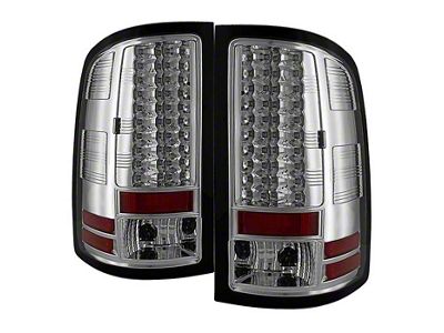 LED Tail Lights; Chrome Housing; Clear Lens (07-14 Sierra 3500 HD SRW)