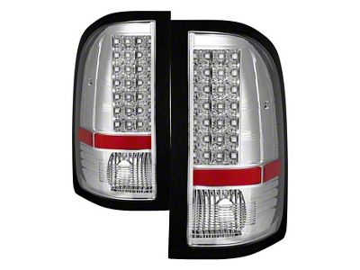LED Tail Lights; Chrome Housing; Clear Lens (07-14 Sierra 3500 HD DRW)