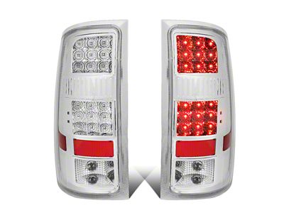 LED Tail Lights; Chrome Housing; Clear Lens (07-14 Sierra 3500 HD SRW)