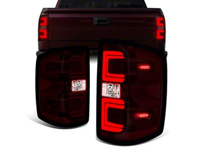 LED Tail Lights; Chrome Housing; Dark Red Lens (15-19 Sierra 3500 HD DRW w/ Factory Halogen Tail Lights)