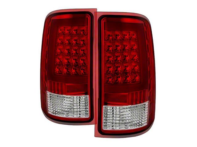 LED Tail Lights; Chrome Housing; Red Clear Lens (07-14 Sierra 3500 HD SRW)
