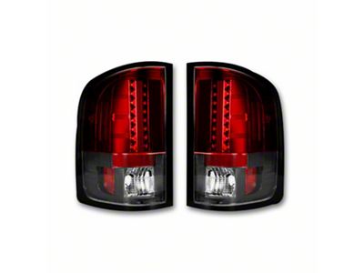 LED Tail Lights; Chrome Housing; Red Lens (07-14 Sierra 3500 HD DRW)