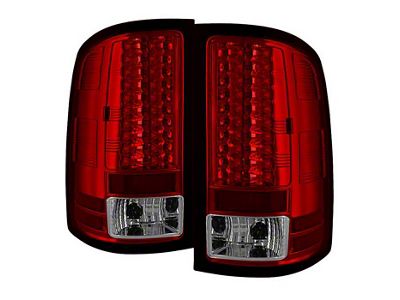 LED Tail Lights; Chrome Housing; Red/Clear Lens (07-14 Sierra 3500 HD SRW)