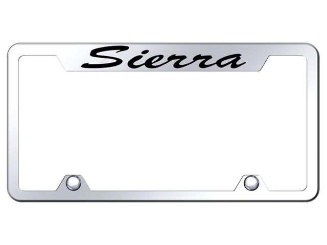 Sierra Script Laser Etched License Plate Frame; Mirrored (Universal; Some Adaptation May Be Required)
