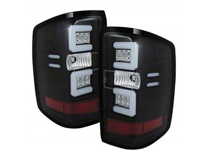 Light Bar LED Tail Lights; Black Housing; Clear Lens (15-19 Sierra 3500 HD DRW w/ Factory Halogen Tail Lights)