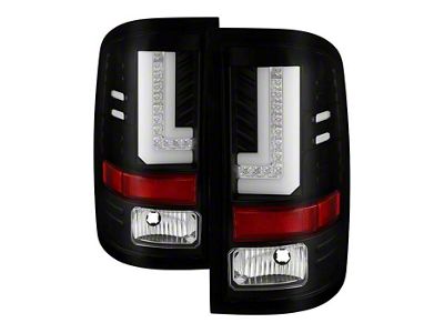 Light Bar LED Tail Lights; Black Housing; Clear Lens (16-19 Sierra 3500 HD SRW w/ Factory LED Tail Lights)