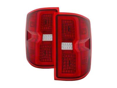 Light Bar LED Tail Lights; Chrome Housing; Red/Clear Lens (15-19 Sierra 3500 HD DRW w/ Factory Halogen Tail Lights)