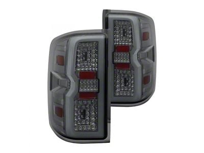 Light Bar LED Tail Lights; Chrome Housing; Smoked Lens (15-19 Sierra 3500 HD DRW w/ Factory Halogen Tail Lights)