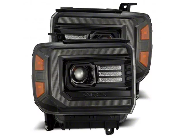 AlphaRex LUXX-Series LED Projector Headlights; Alpha Black Housing; Clear Lens (15-19 Sierra 3500 HD)