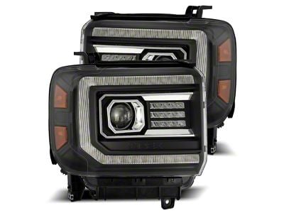 AlphaRex LUXX-Series LED Projector Headlights; Black Housing; Clear Lens (15-19 Sierra 3500 HD)