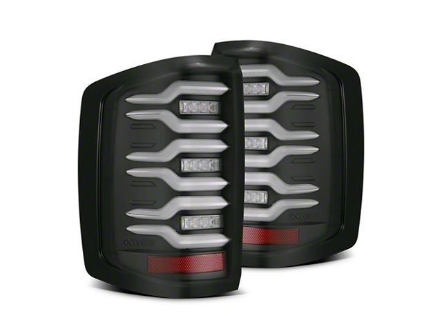 AlphaRex LUXX-Series LED Tail Lights; Black Housing; Clear Lens (15-19 Sierra 3500 HD DRW w/ Factory Halogen Tail Lights)