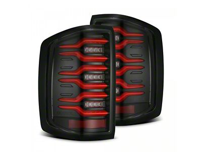 AlphaRex LUXX-Series LED Tail Lights; Black/Red Housing; Smoked Lens (17-19 Sierra 3500 HD DRW w/ Factory Halogen Tail Lights)