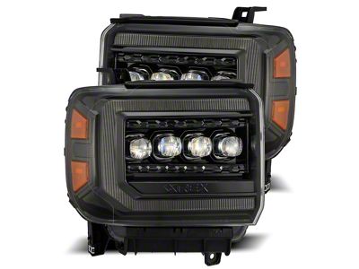 AlphaRex NOVA-Series LED Projector Headlights; Alpha Black Housing; Clear Lens (15-19 Sierra 3500 HD)
