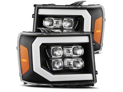 AlphaRex NOVA-Series LED Projector Headlights; Black Housing; Clear Lens (07-14 Sierra 3500 HD)
