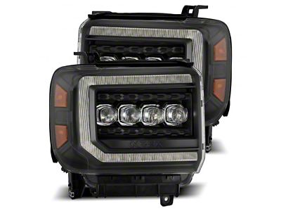AlphaRex NOVA-Series LED Projector Headlights; Black Housing; Clear Lens (15-19 Sierra 3500 HD)