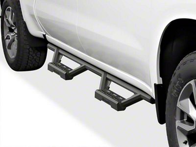 Octagon Tube Drop Style Nerf Side Step Bars; Black (20-24 Sierra 3500 HD Crew Cab)