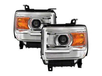 OE Style Headlights; Chrome Housing; Clear Lens (15-19 Sierra 3500 HD w/ Factory Halogen Headlights)