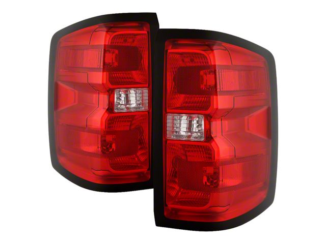 OE Style Tail Lights; Chrome Housing; Red Lens (15-19 Sierra 3500 HD DRW w/ Factory Halogen Tail Lights)