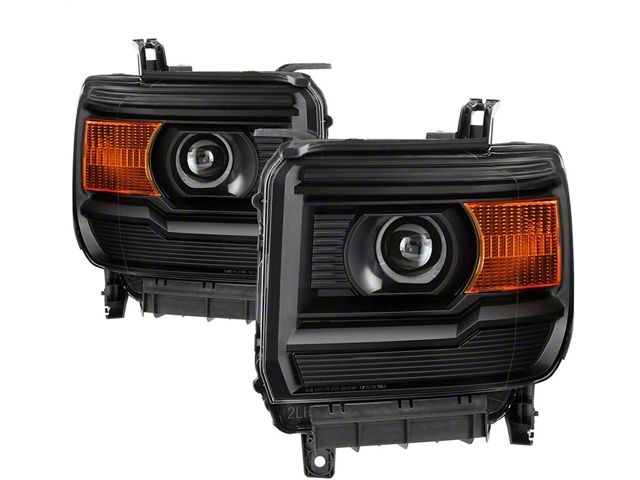 OEM Style Headlights; Black Housing; Clear Lens (15-19 Sierra 3500 HD w/ Factory Halogen Headlights)