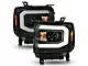 Plank Style Projector Headlights; Black Housing; Clear Lens (15-16 Sierra 3500 HD w/ Factory Halogen Headlights)