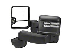 Powered Heated Manual Extendable Towing Mirrors with Clear LED Turn Signals; Matte (20-26 Sierra 3500 HD)
