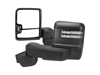 Powered Heated Manual Extendable Towing Mirrors with Clear LED Turn Signals; Black (20-24 Sierra 3500 HD)
