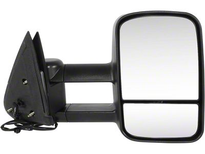 Powered Heated Towing Mirror; Driver Side; Paintable Black (01-06 Sierra 3500 HD w/ 8-Pin Connector)