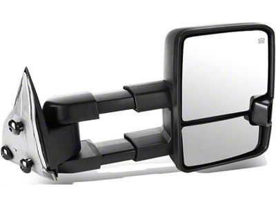 Powered Heated Towing Mirror with Smoked LED Turn Signals; Black; Passenger Side (07-14 Sierra 3500 HD)