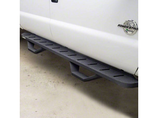 Go Rhino RB10 Running Boards with Drop Steps; Textured Black (20-24 Sierra 3500 HD Double Cab)