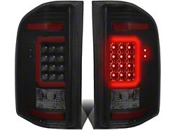 Red C-Bar LED Tail Lights; Black Housing; Smoked Lens (07-14 Sierra 3500 HD DRW)
