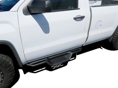 Round Tube Drop Style Nerf Side Step Bars; Black (07-19 Sierra 3500 HD Regular Cab)