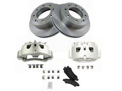 Semi-Metallic 8-Lug Brake Rotor, Pad and Caliper Kit; Front (11-18 Sierra 3500 HD)