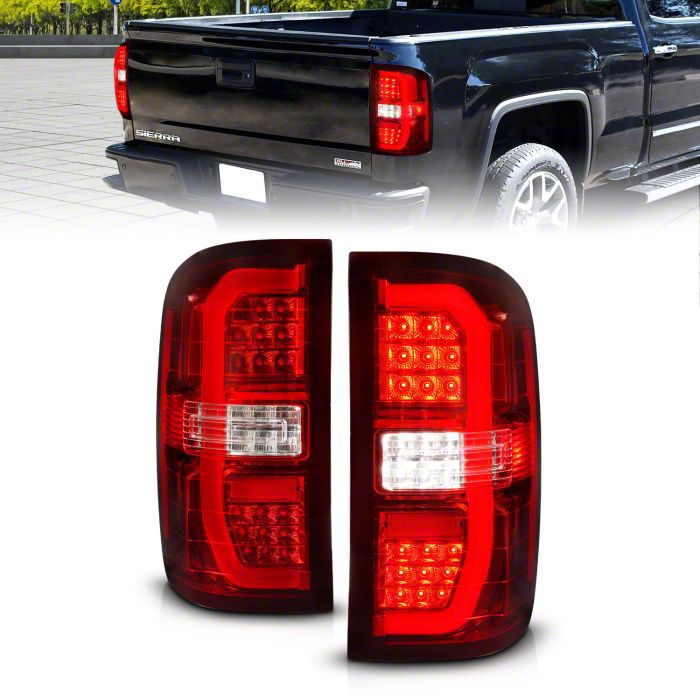 Sierra 3500 Sequential LED CBar Tail Lights; Chrome Housing; Red/Clear
