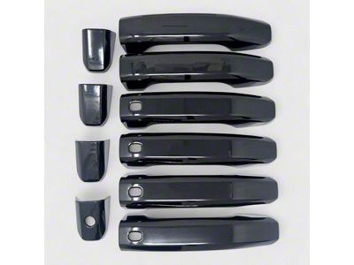 Chrome Delete Smart Key Door Handle Snap-On Covers; Gloss Black (20-26 Sierra 3500 HD)