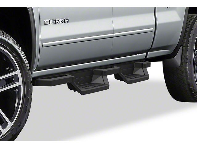 Square Tube Drop Style Nerf Side Step Bars; Matte Black (07-19 Sierra 3500 HD Extended/Double Cab)