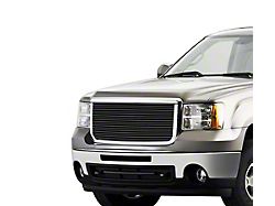 Stainless Steel Billet Upper Grille Overlay; Black (07-10 Sierra 3500 HD)