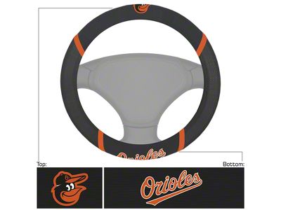 Steering Wheel Cover with Baltimore Orioles Logo; Black (Universal; Some Adaptation May Be Required)