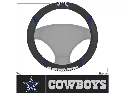 Steering Wheel Cover with Dallas Cowboys Logo; Black (Universal; Some Adaptation May Be Required)