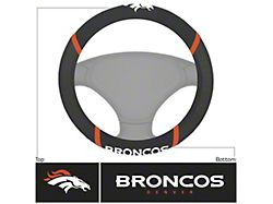 Steering Wheel Cover with Denver Broncos Logo; Black (Universal; Some Adaptation May Be Required)