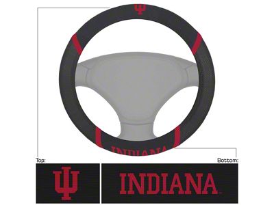 Steering Wheel Cover with Indiana University Logo; Black (Universal; Some Adaptation May Be Required)