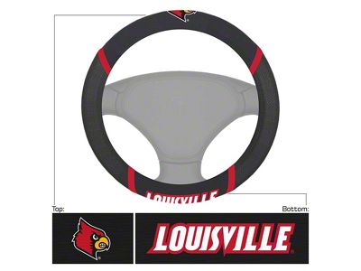 Steering Wheel Cover with University of Louisville Logo; Black (Universal; Some Adaptation May Be Required)