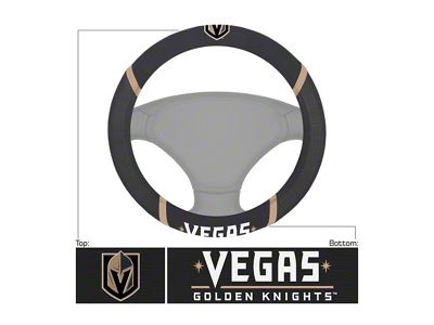 Steering Wheel Cover with Vegas Golden Knights Logo; Black (Universal; Some Adaptation May Be Required)