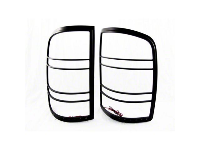 Tail Light Bezels with Red LED Brake and Running Lights; Black (07-14 Sierra 3500 HD)