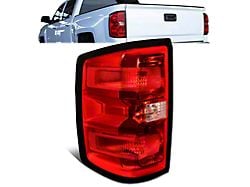 Tail Light; Chrome Housing; Red Lens; Driver Side (15-19 Sierra 3500 HD DRW w/ Factory Halogen Tail Lights)