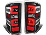 Red C-Bar LED Tail Lights; Black Housing; Clear Lens (15-19 Sierra 3500 HD DRW w/o Factory LED Tail Lights)