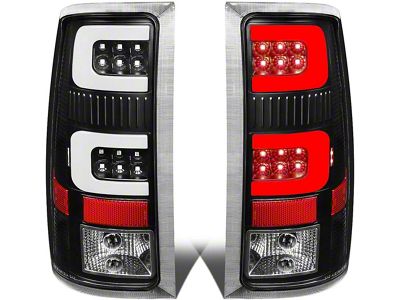 Dual C-Bar LED Tail Lights; Black Housing; Clear Lens (07-14 Sierra 3500 HD SRW)