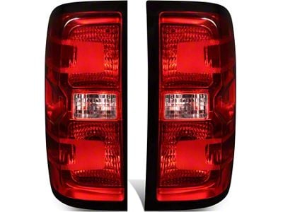 Tail Lights; Chrome Housing; Red Lens (15-19 Sierra 3500 HD DRW w/ Factory Halogen Tail Lights)