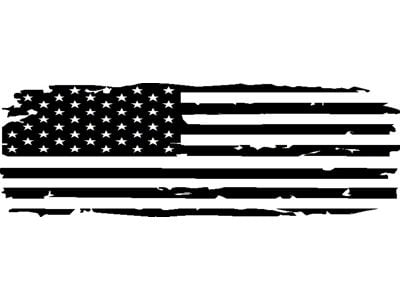 Tailgate Tattered Flag Decal; Gloss Black (07-24 Sierra 3500 HD)