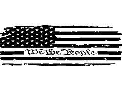 Tailgate Tattered We The People Flag Decal; Gloss Black (07-24 Sierra 3500 HD)